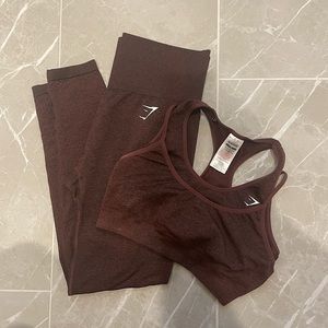 Gymshark Workout Set Sports Bra + Leggings Size M/M Burgundy / Maroon